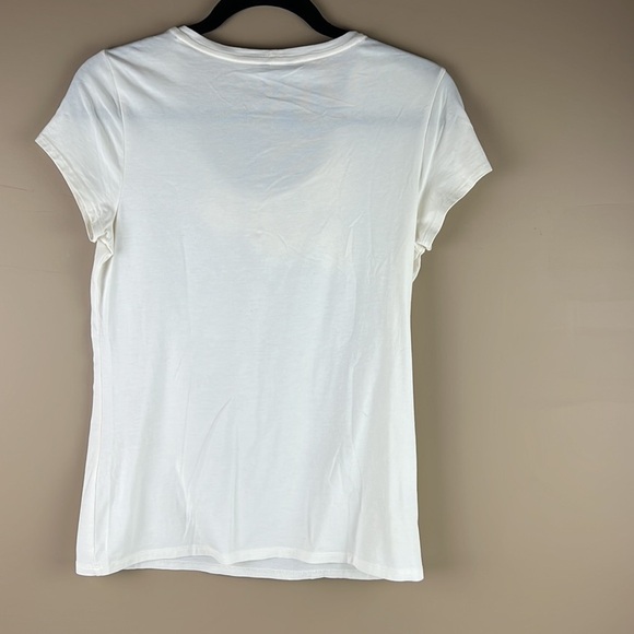 ANN Taylor Ivory T-shirt with Floral Appliques - Picture 2 of 8